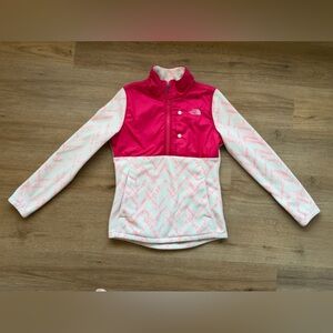 The North Face Women's Pink and White Fleece Jacket